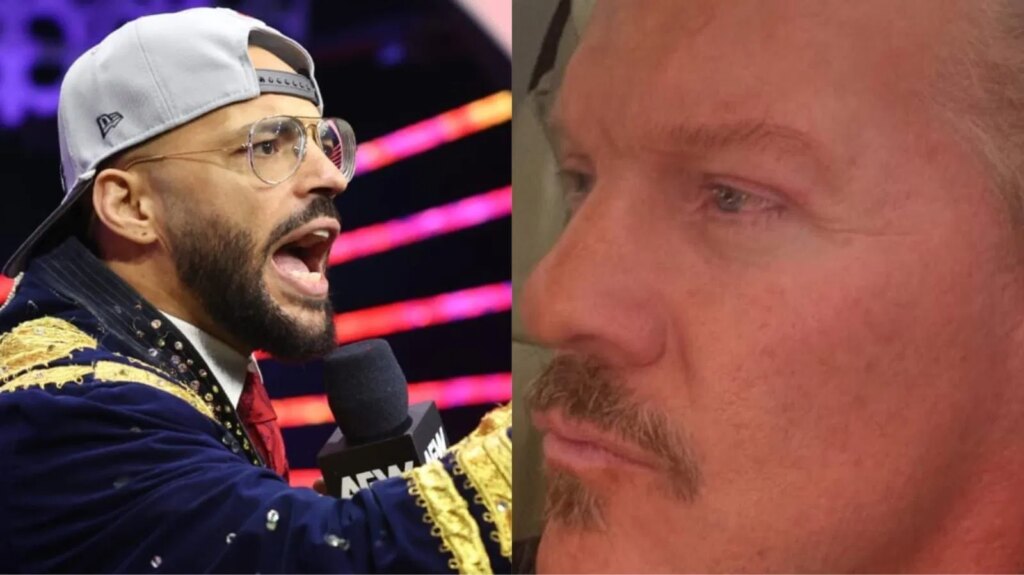 Chris Jericho and Ricochet battled tonight [Image via X/@AEW; X/@IAmJericho]
