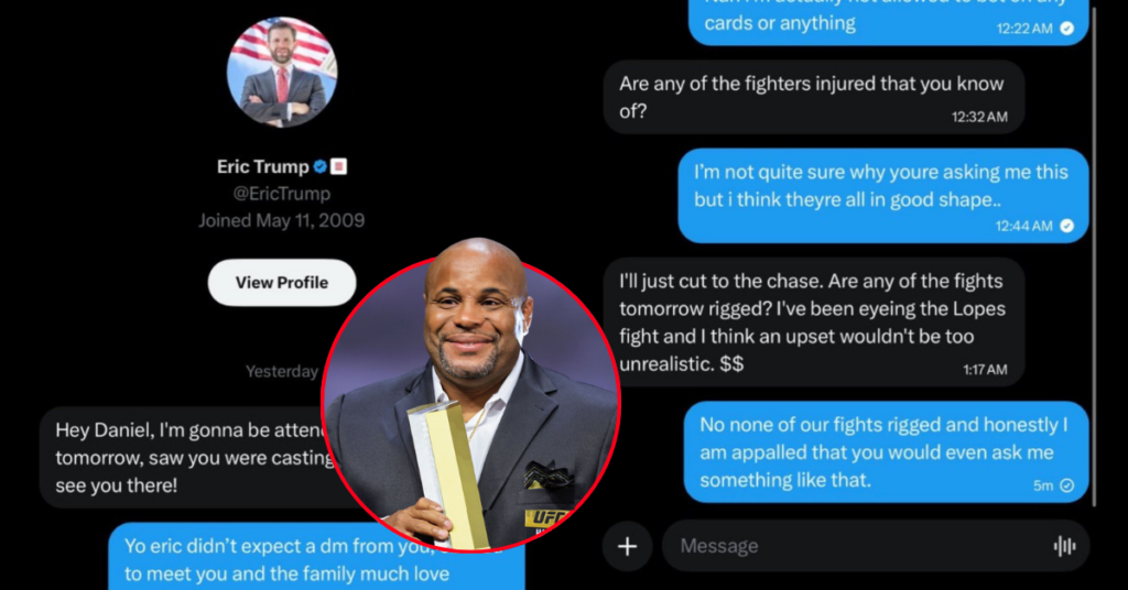 Did Eric Trump Ask Daniel Cormier If UFC Freedom 250 Fights Were Rigged? Did Eric Trump Ask Daniel Cormier If UFC Freedom 250 Fights Were Rigged?