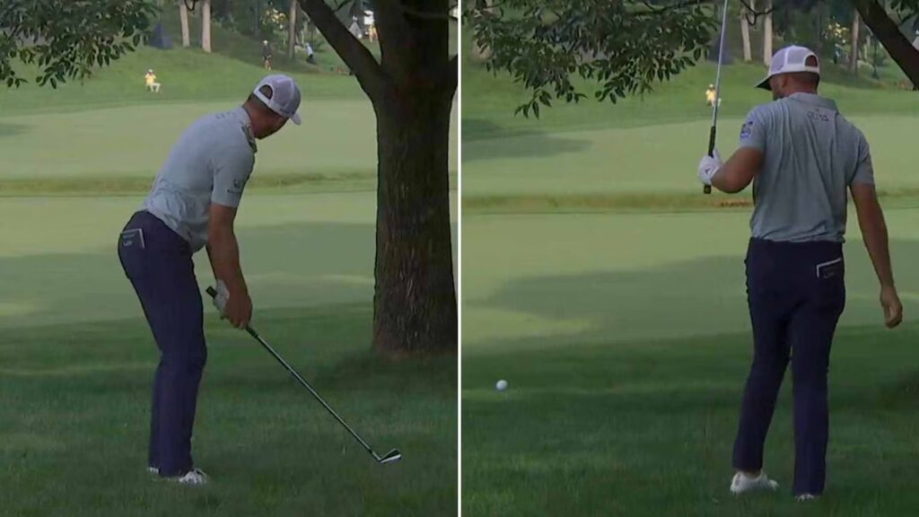 Memorial contender hits same tree TWICE for costly crooked number Memorial contender hits same tree TWICE for costly crooked number