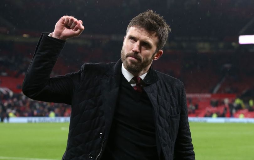 Michael Carrick fist pumps the air.
