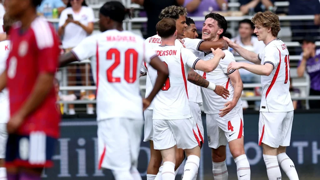 Rice gives England early lead against Costa Rica in final World Cup warm-up game Rice gives England early lead against Costa Rica in final World Cup warm-up game