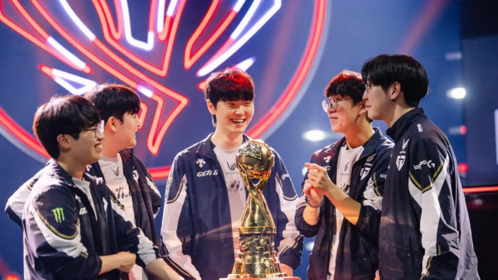Alberta is turning into Canada’s next big esports betting frontier Gen.G League of Legends team celebrating with the championship trophy on stage