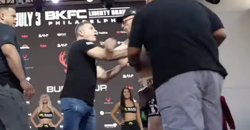 BKFC president David Feldman explodes on ‘f*cking punk’ fighter after trying to shove his opponent off stage during weigh-ins BKFC president David Feldman explodes on ‘f*cking punk’ fighter after trying to shove his opponent off stage during weigh-ins