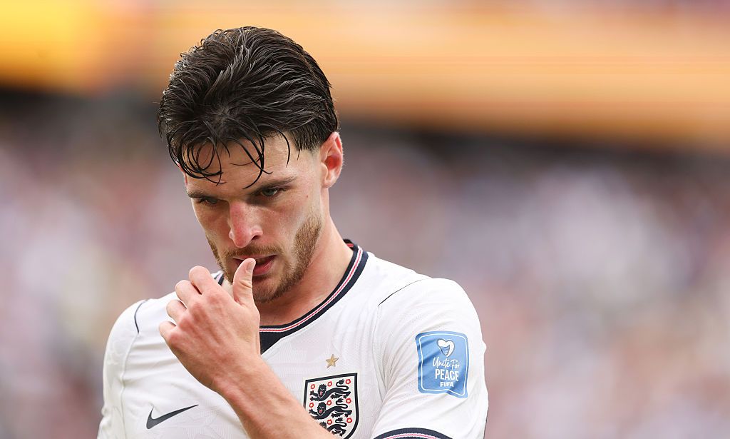 Is Declan Rice injured for the Norway game? FOXBOROUGH, MASSACHUSETTS - JUNE 23: Declan Rice #4 of England during the FIFA World Cup 2026 Group L match between England and Ghana at Boston Stadium on June 23, 2026 in Foxborough, Massachusetts. (Photo by Richard Pelham/Getty Images)