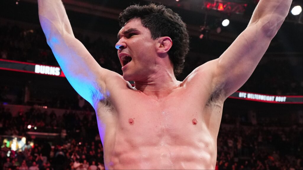 Mike Malott celebrates after knocking out Gilbert Burns