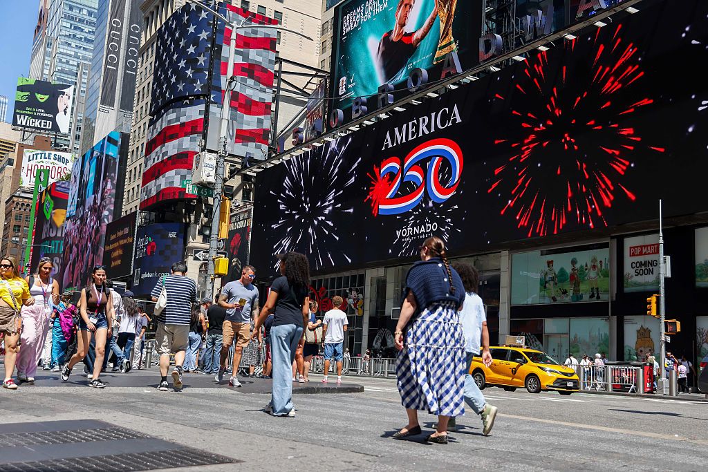 What is the United States Semiquincentennial and why is 4th July such a big deal in America? America 250 signage in Times Square
