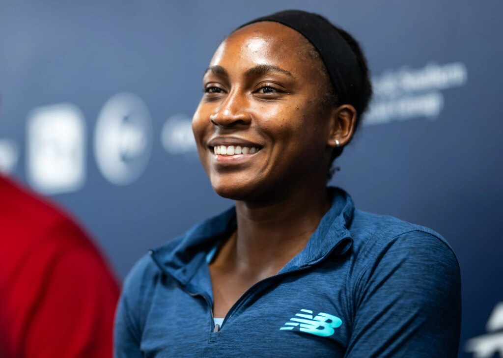 Coco Gauff responds when asked if she would play against Carlos Alcaraz in an exhibition match Coco Gauff responds when asked if she would play against Carlos Alcaraz in an exhibition match