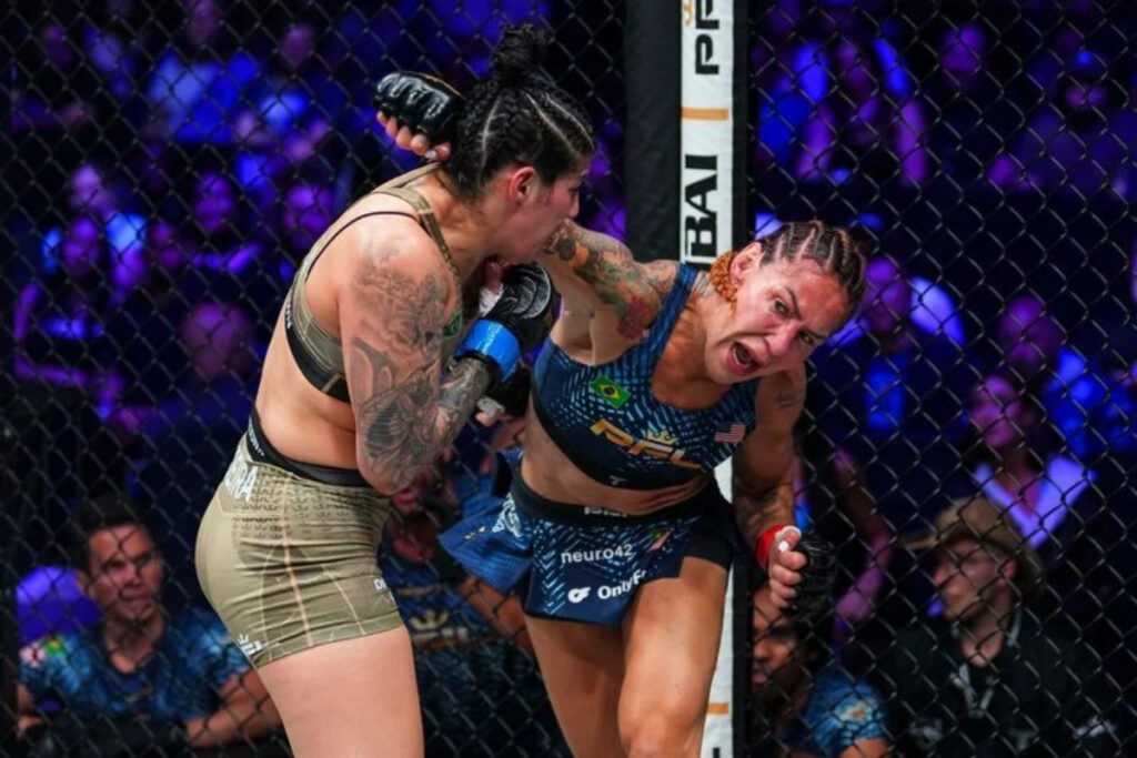 Cris Cyborg won’t commit to next move after defeating Ketlen Vieira at PFL Tampa: “I don’t know if I’m going to have a fight again” Cris Cyborg throws a punch at Ketlen Vieira during her PFL Tampa win