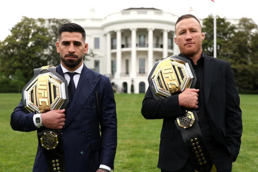 Dana White teases another blockbuster UFC event after White House success Ilia Topuria and Justin Gaethje pose on the White House lawn for UFC Freedom 250