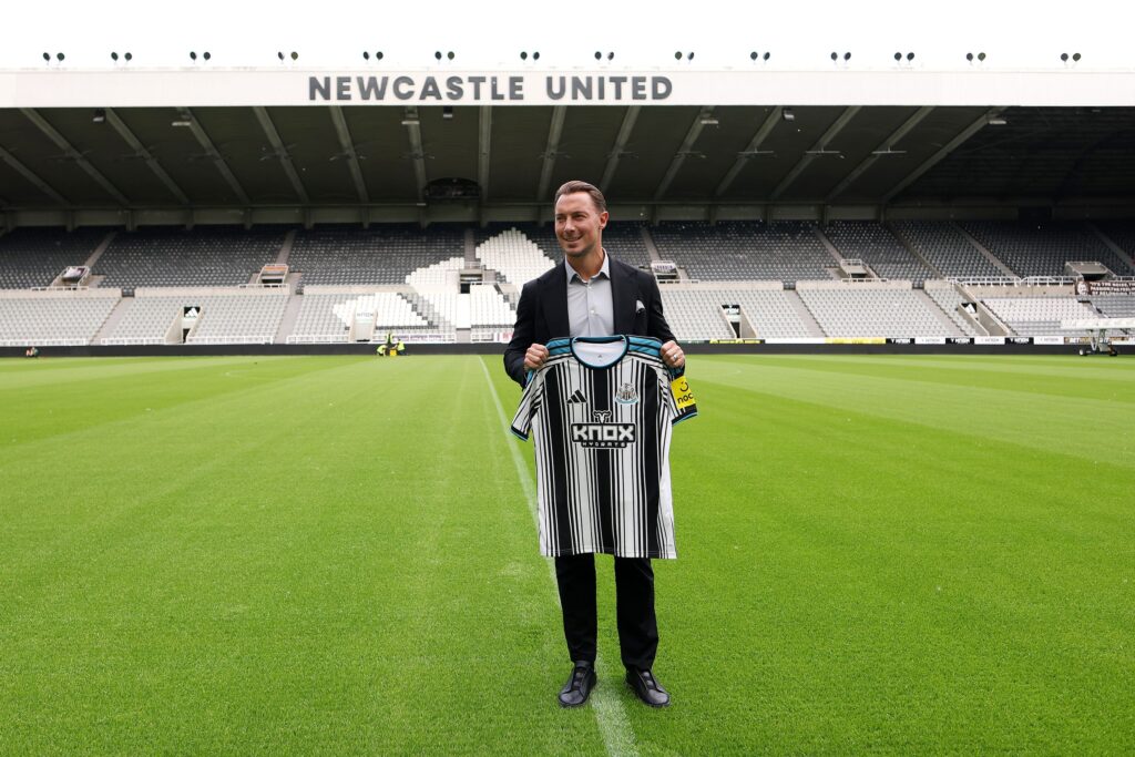 Front-footed, confident and with a smile on the face: Matthias Jaissle’s official unveiling as Newcastle United manager mirrored how he expects his team to play NEWCASTLE UPON TYNE, ENGLAND - AUGUST 11: Matthias Jaissle, Manager of Newcastle United, poses for a photo on the pitch whilst holding a Newcastle United home shirt as he is unveiled as the new Newcastle United manager at St James' Park on August 11, 2026 in Newcastle upon Tyne, England. (Photo by Stu Forster/Getty Images)