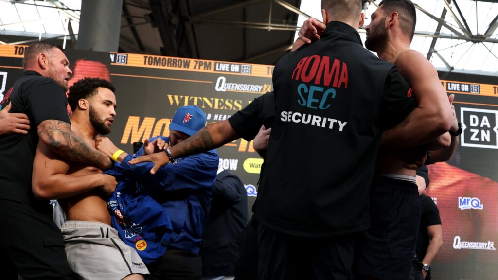 Moses Itauma and Filip Hrgovic in a weigh-in altercation