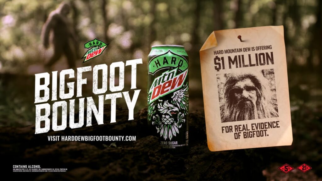 Hard Mountain Dew is giving someone $1M if they can prove Bigfoot exists hard mountain dew bigfoot