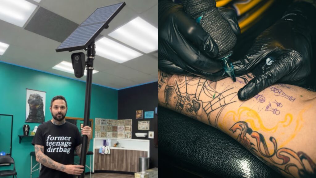 Tattooist offers free tattoos to anyone who brings him a Flock camera Free tattoo for a flock camera offer.