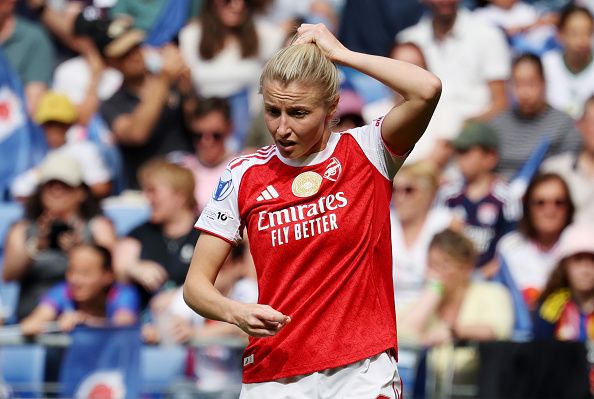 Leah Williamson handball drama explained as Renee Slegers misses Arsenal post-match press conference Leah Williamson of Arsenal reacts during the UEFA Women's Champions League 2025/26 Semi-Final Second Leg match between OL Lyonnes and Arsenal FC at OL Stadium on May 02, 2026