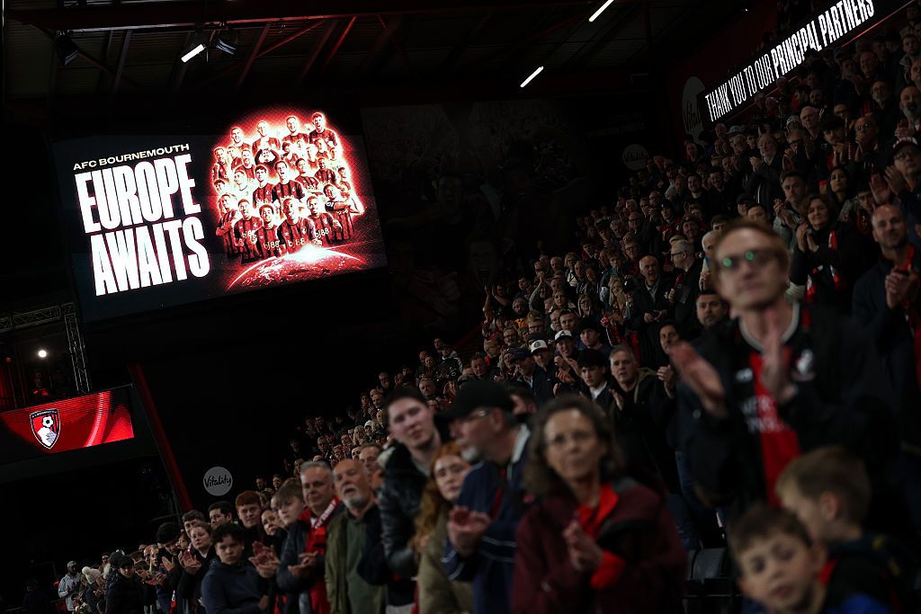 Which European club offers the cheapest pint for travelling Premier League supporters? BOURNEMOUTH, ENGLAND - MAY 19: Fans of AFC Bournemouth applaud the team as a LED screen displays the message "Europe Awaits" following the team's 1-1 draw in the Premier League match between Bournemouth and Manchester City at Vitality Stadium on May 19, 2026 in Bournemouth, England. (Photo by Eddie Keogh/Getty Images)